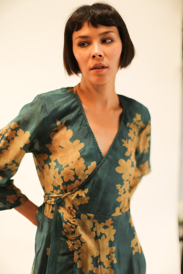 SILK WRAP DRESS BASHA - sustainably made MOMO NEW YORK sustainable clothing, dress slow fashion