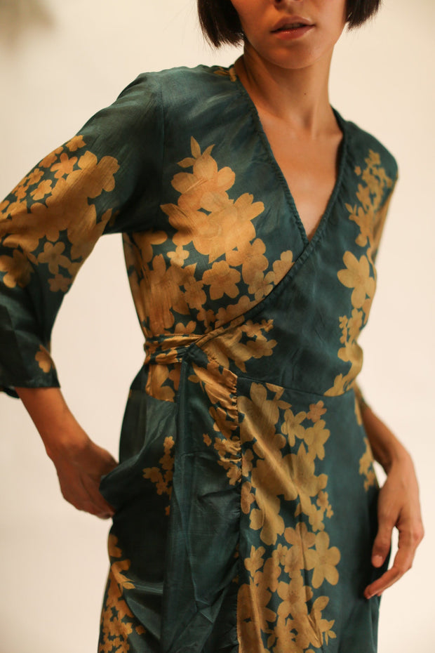 SILK WRAP DRESS BASHA - sustainably made MOMO NEW YORK sustainable clothing, dress slow fashion