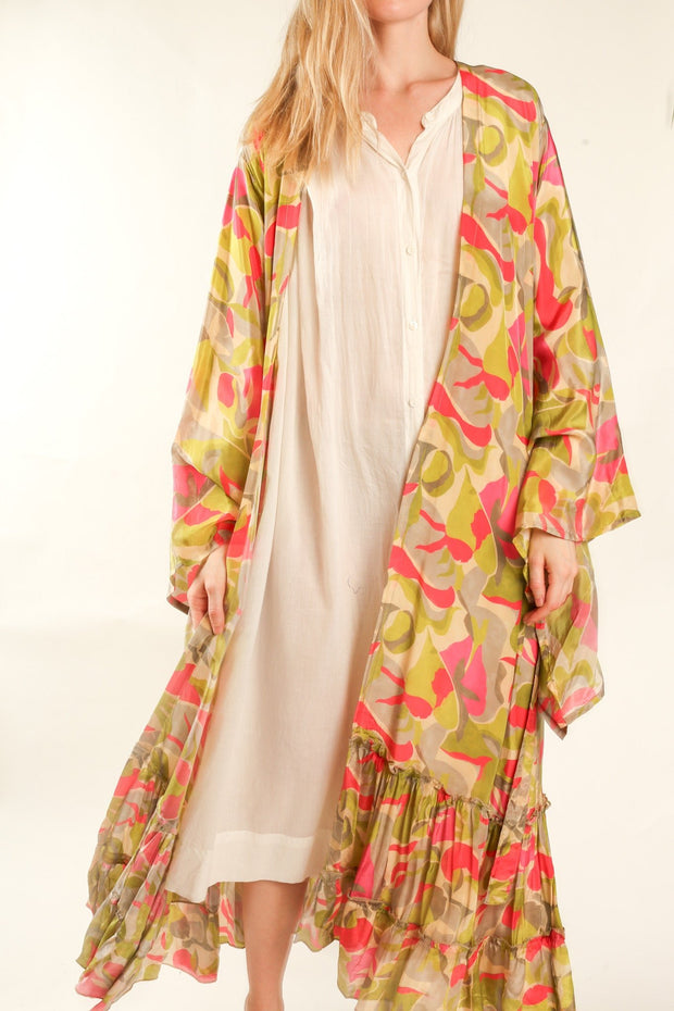 SILK XL KIMONO REEMA - sustainably made MOMO NEW YORK sustainable clothing, Kimono slow fashion