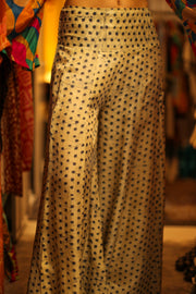 WIDE LEG BLOCK PRINT SILK PANTS RUBY - sustainably made MOMO NEW YORK sustainable clothing, new slow fashion