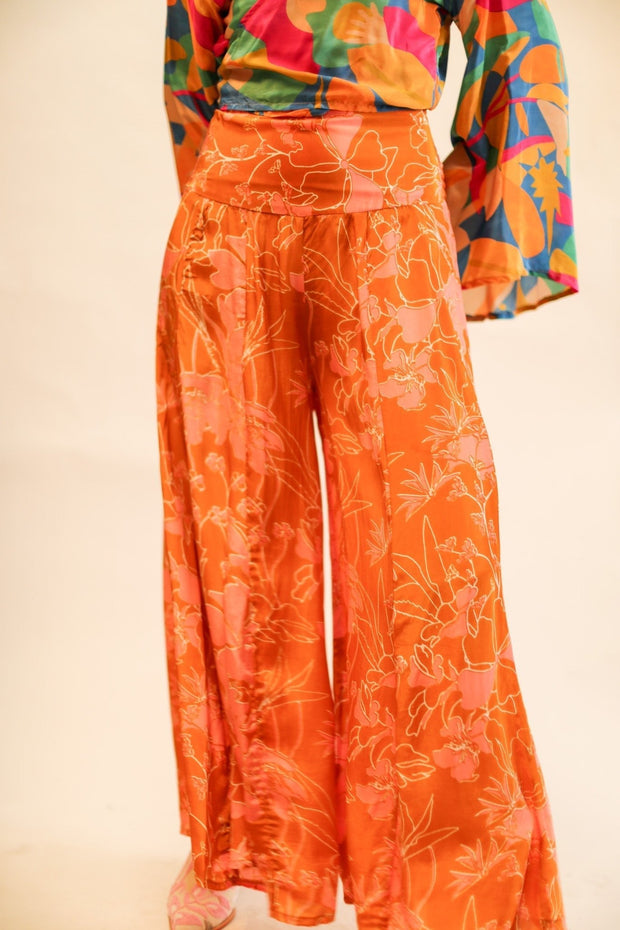 WIDE LEG SILK PANTS RUBY - sustainably made MOMO NEW YORK sustainable clothing, new slow fashion