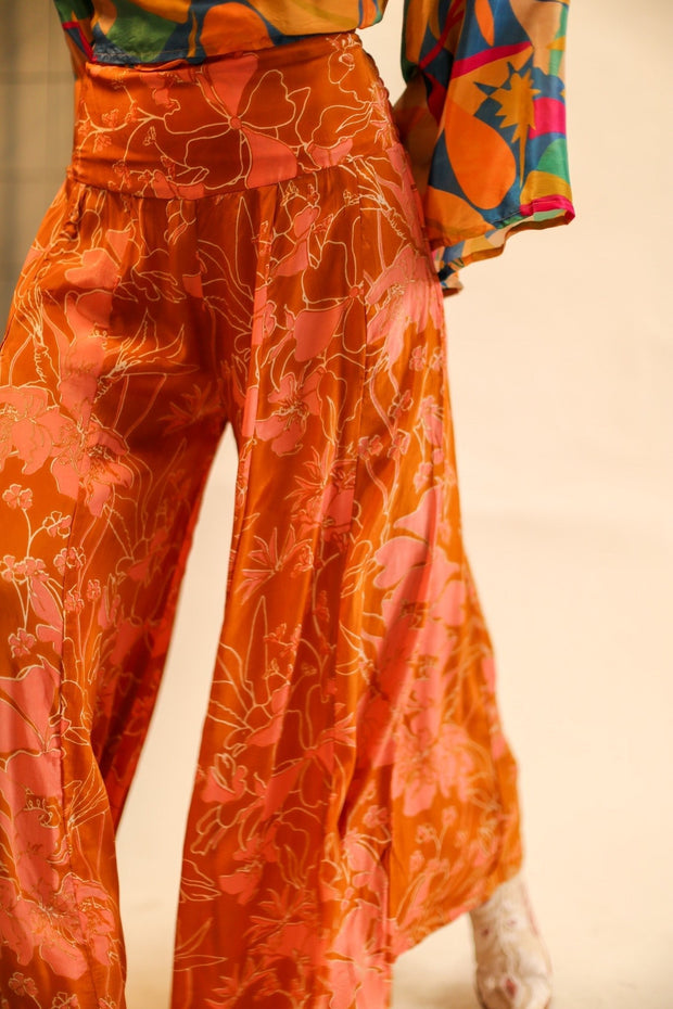 WIDE LEG SILK PANTS RUBY - sustainably made MOMO NEW YORK sustainable clothing, new slow fashion