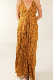 YELLOW SILK OPEN BACK SHOULDER DRESS FRANKIS - sustainably made MOMO NEW YORK sustainable clothing, dress slow fashion