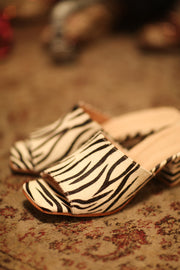 ZEBRA PRINT HEELED MULES - sustainably made MOMO NEW YORK sustainable clothing, new slow fashion