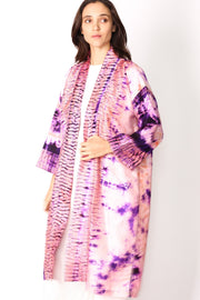 100% SILK HAND BATIK KIMONO DUSTER SASHA - sustainably made MOMO NEW YORK sustainable clothing, kaftan slow fashion