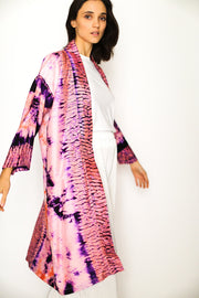 100% SILK HAND BATIK KIMONO DUSTER SASHA - sustainably made MOMO NEW YORK sustainable clothing, kaftan slow fashion