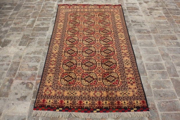 6.7 x 3.11 Ft, Super Fine Rare Turkoman Tekke Vintage Rug Tribal Turkmen Bokhara Rug, Oriental Real Bukhara Rug,Natural Dyed Color Rug Kilim - sustainably made MOMO NEW YORK sustainable clothing, rug slow fashion