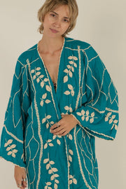 ACHELOUS OCEAN EMBROIDERED KIMONO - sustainably made MOMO NEW YORK sustainable clothing, Kimono slow fashion