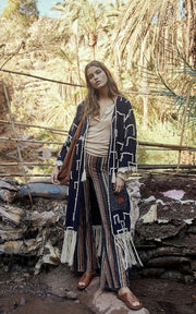 Amelia Crochet Fringe Kimono X FREE PEOPLE - sustainably made MOMO NEW YORK sustainable clothing, crochet slow fashion