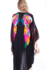 ANGEL WINGS EMBROIDERED CROCHET KIMONO BILA - sustainably made MOMO NEW YORK sustainable clothing, crochet slow fashion