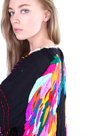 ANGEL WINGS EMBROIDERED CROCHET KIMONO BILA - sustainably made MOMO NEW YORK sustainable clothing, crochet slow fashion