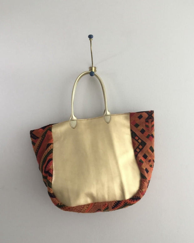 BAG BENNY GOLD / TRIBAL FABRIC - sustainably made MOMO NEW YORK sustainable clothing, samplesale1022 slow fashion