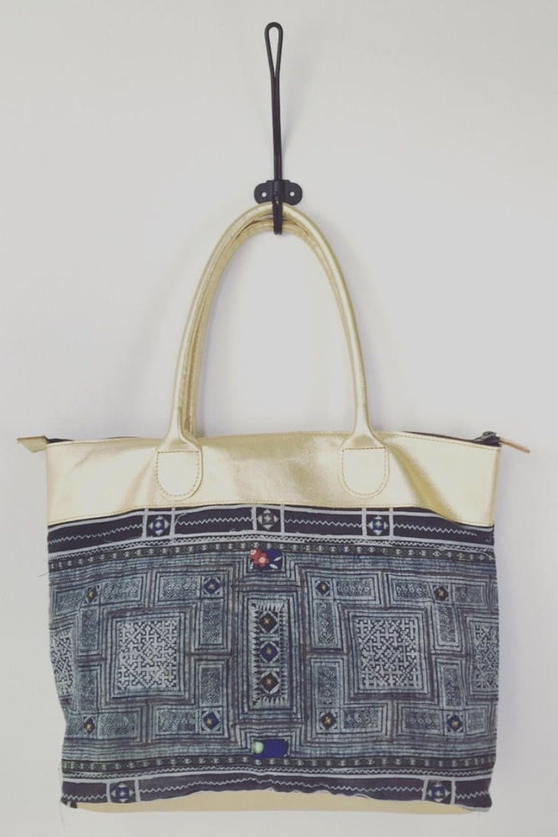 BAG MOD GOLD / TRIBAL FABRIC - sustainably made MOMO NEW YORK sustainable clothing, sale slow fashion