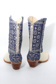 BATIK INDIGO WESTERN BOOTS MOLI - sustainably made MOMO NEW YORK sustainable clothing, boots slow fashion