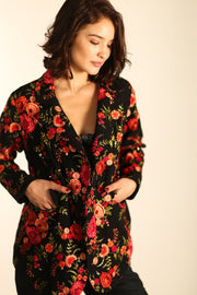 BLACK ROSE EMBROIDERED NOVELTY JACKET MANON - sustainably made MOMO NEW YORK sustainable clothing, wholesale1122 slow fashion