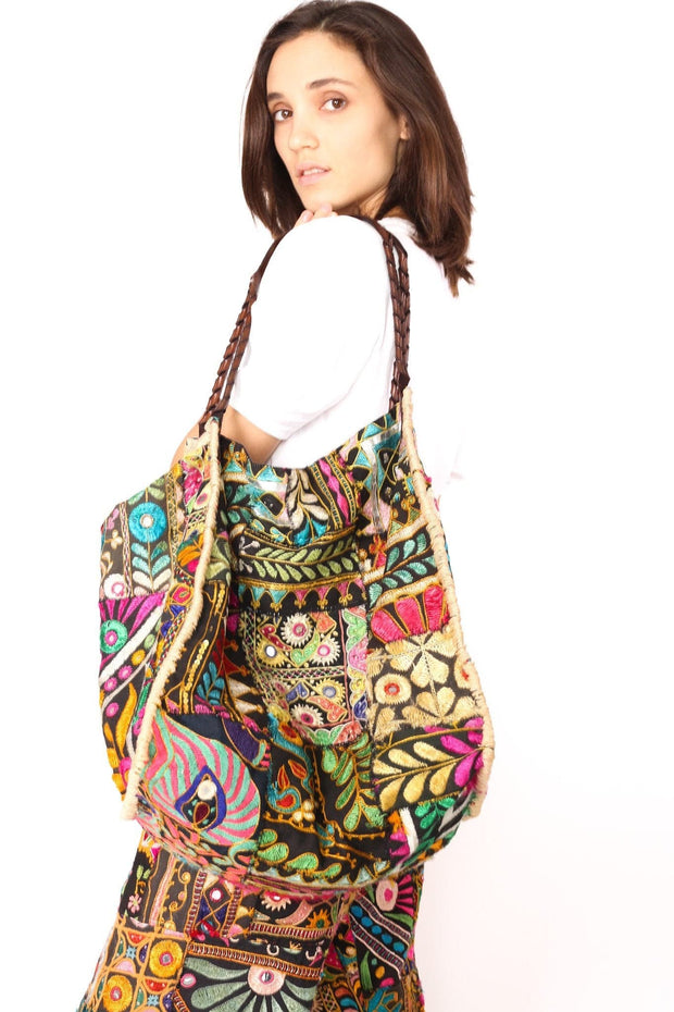 BOHO EMBROIDERED PATCHWORK BAG WILMA - sustainably made MOMO NEW YORK sustainable clothing, offer slow fashion