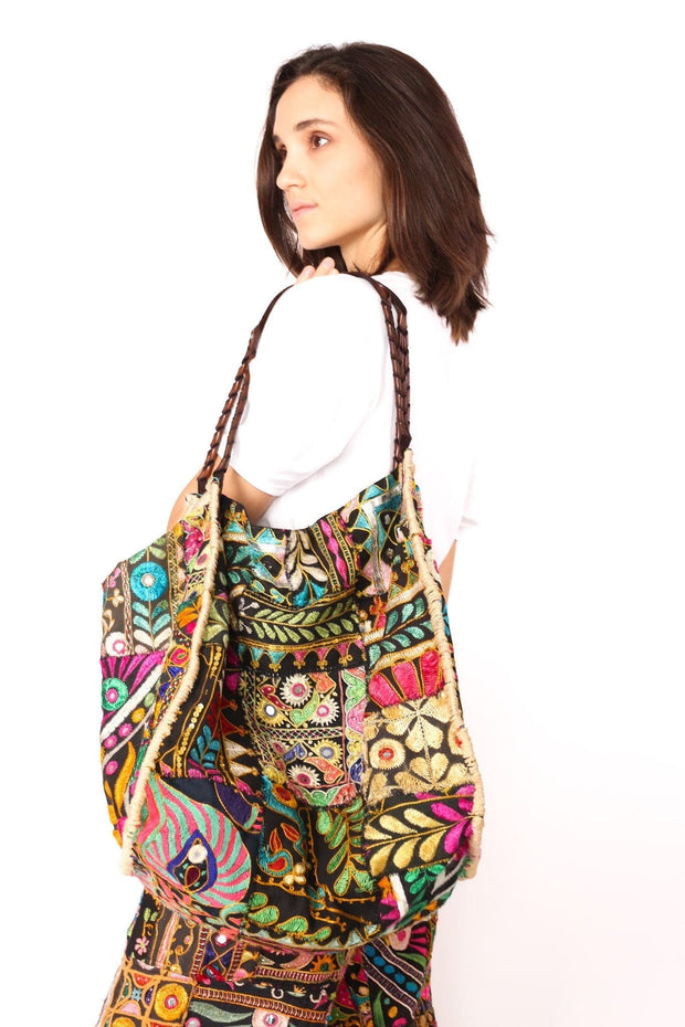 BOHO EMBROIDERED PATCHWORK BAG WILMA - sustainably made MOMO NEW YORK sustainable clothing, offer slow fashion