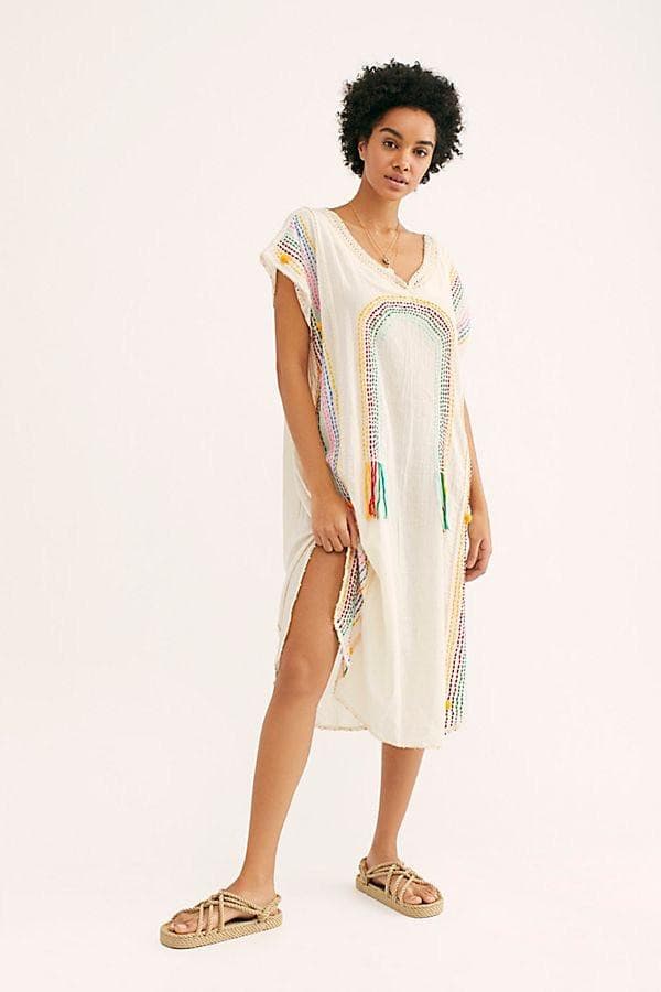 CHASING RAINBOW EMBROIDERED KAFTAN X FREE PEOPLE - sustainably made MOMO NEW YORK sustainable clothing, offer slow fashion