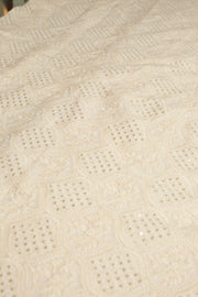 CREAM EMBROIDERED SILK B32-24 - sustainably made MOMO NEW YORK sustainable clothing, fabric slow fashion