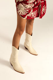 CREME WEDDING BOOTS LACE SEQUIN DETAIL - sustainably made MOMO NEW YORK sustainable clothing, boots slow fashion