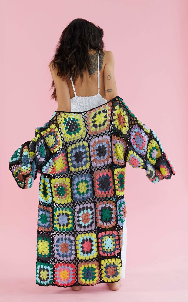 CROCHET CARDIGAN JACKET KOUMALY - sustainably made MOMO NEW YORK sustainable clothing, Boho Chic Dress slow fashion