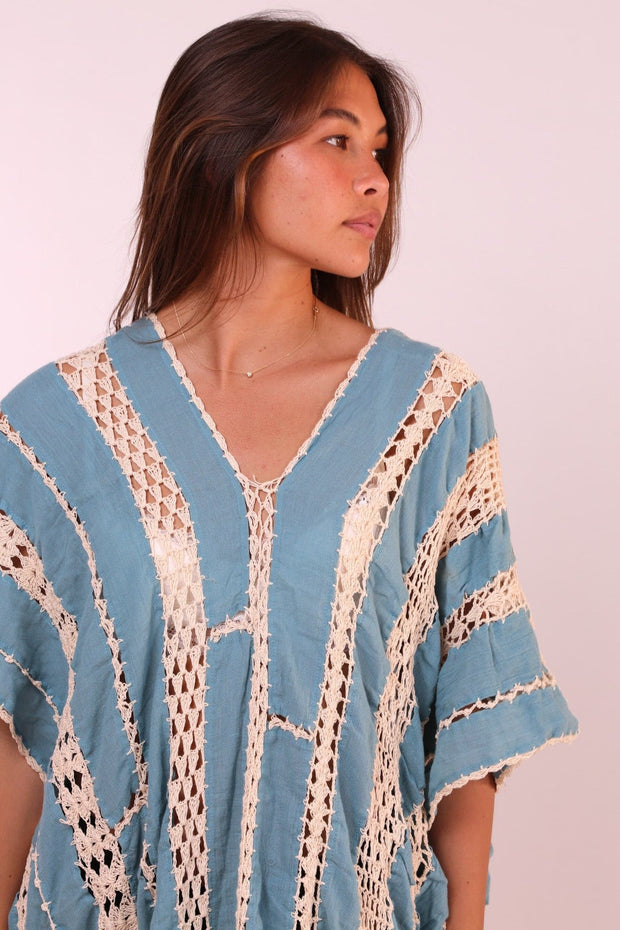 CROCHET KAFTAN SUNKISSED X FREE PEOPLE - sustainably made MOMO NEW YORK sustainable clothing, dress slow fashion