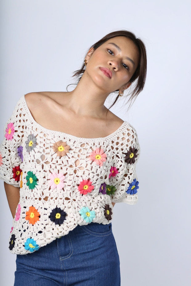 CROCHET TOP TAPPY - sustainably made MOMO NEW YORK sustainable clothing, crochet slow fashion