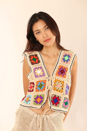 CROCHET VEST JULIE - sustainably made MOMO NEW YORK sustainable clothing, crochet slow fashion