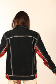 DENIM EMBROIDERED PATCHWORK JACKET FARSIS - sustainably made MOMO NEW YORK sustainable clothing, denim slow fashion