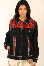 DENIM EMBROIDERED PATCHWORK JACKET FARSIS - sustainably made MOMO NEW YORK sustainable clothing, denim slow fashion