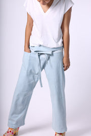 DENIM THAI FISHERMAN STYLE PANTS TOBY - sustainably made MOMO NEW YORK sustainable clothing, pants slow fashion