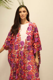 DIONYSUS FLOWER LACE KIMONO - sustainably made MOMO NEW YORK sustainable clothing, Embroidered Kimono slow fashion