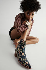 ELOISE EMBROIDERED ANKLE BOOTS - sustainably made MOMO NEW YORK sustainable clothing, boots slow fashion