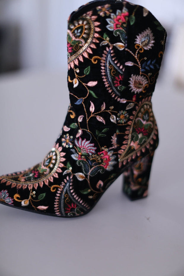 EMBROIDERED BOOTS LOUISE - sustainably made MOMO NEW YORK sustainable clothing, boots slow fashion