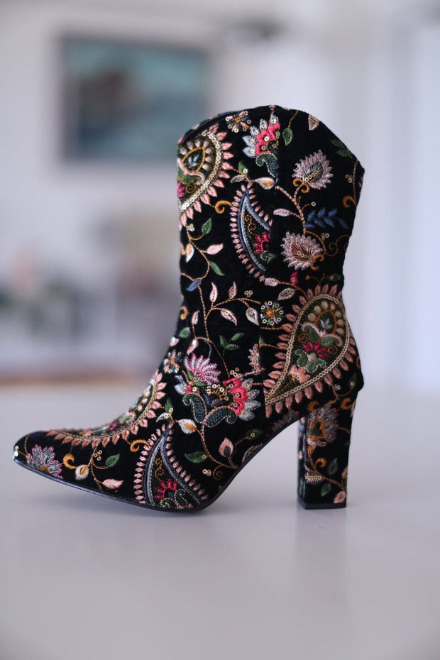 EMBROIDERED BOOTS LOUISE - sustainably made MOMO NEW YORK sustainable clothing, boots slow fashion