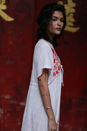 Embroidered Dress Andine - sustainably made MOMO NEW YORK sustainable clothing, kaftan slow fashion