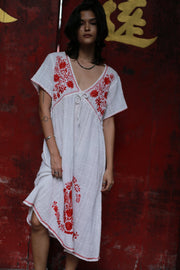 Embroidered Dress Andine - sustainably made MOMO NEW YORK sustainable clothing, kaftan slow fashion