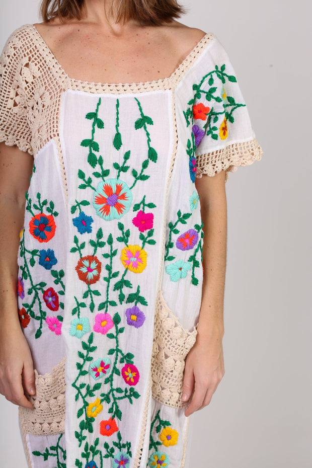 EMBROIDERED DRESS ISABELLE - sustainably made MOMO NEW YORK sustainable clothing, kaftan slow fashion