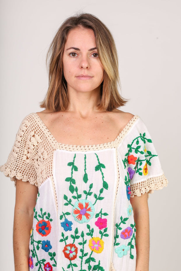 EMBROIDERED DRESS ISABELLE - sustainably made MOMO NEW YORK sustainable clothing, kaftan slow fashion