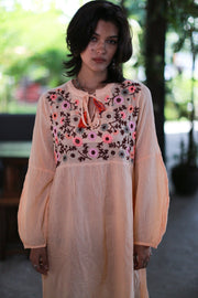 EMBROIDERED DRESS MALIKA - sustainably made MOMO NEW YORK sustainable clothing, kaftan slow fashion