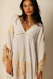 EMBROIDERED KAFTAN DRESS CASSI - sustainably made MOMO NEW YORK sustainable clothing, kaftan slow fashion