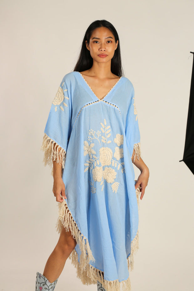 EMBROIDERED KAFTAN DRESS CASSI - sustainably made MOMO NEW YORK sustainable clothing, kaftan slow fashion