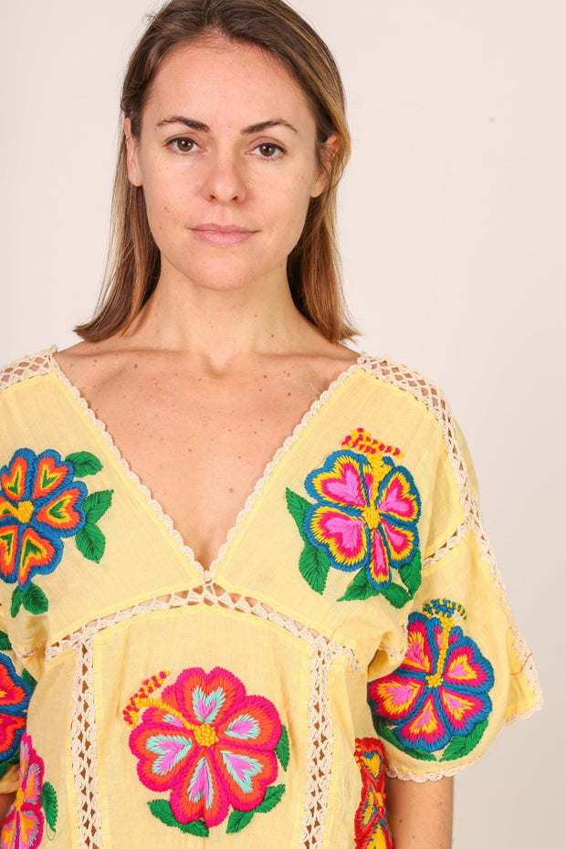 EMBROIDERED KAFTAN DRESS JOSIN - sustainably made MOMO NEW YORK sustainable clothing, kaftan slow fashion