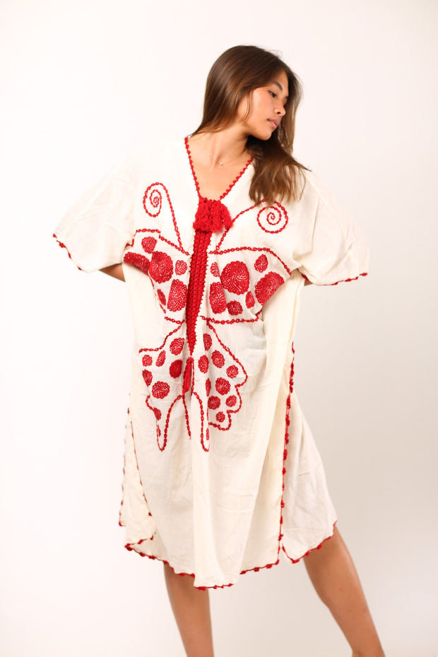 EMBROIDERED KAFTAN DRESS SANELA - sustainably made MOMO NEW YORK sustainable clothing, kaftan slow fashion