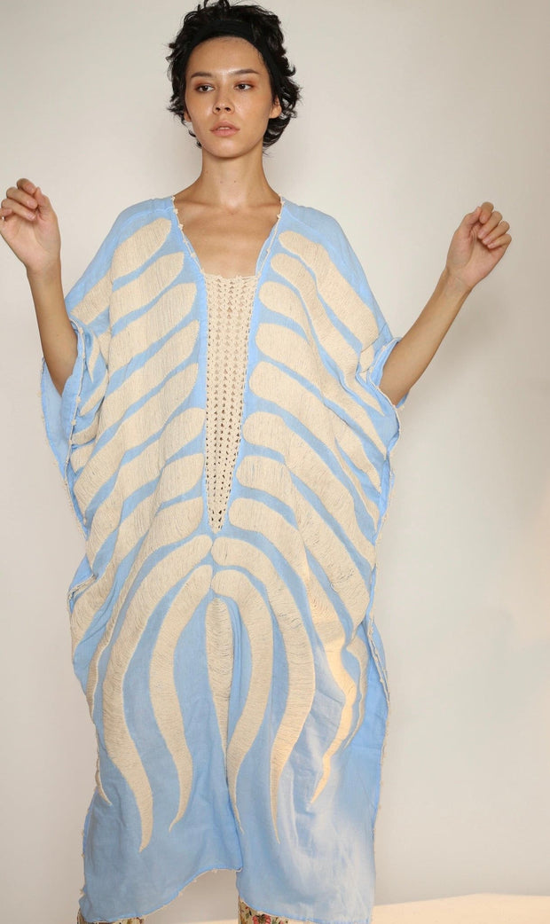 EMBROIDERED KAFTAN MARIE CLAIRE - sustainably made MOMO NEW YORK sustainable clothing, kaftan slow fashion