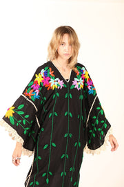 EMBROIDERED KAFTAN NATALIE - sustainably made MOMO NEW YORK sustainable clothing, resort2023 slow fashion