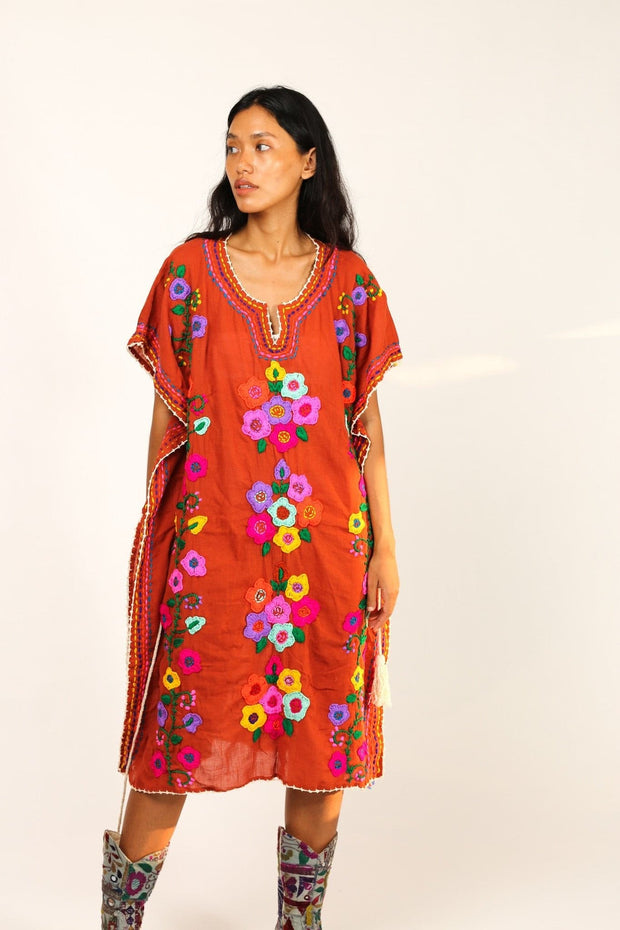 EMBROIDERED KAFTAN PHOEBE - sustainably made MOMO NEW YORK sustainable clothing, kaftan slow fashion