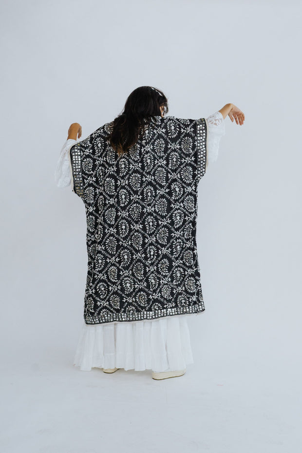 EMBROIDERED KAFTAN PILAR - sustainably made MOMO NEW YORK sustainable clothing, Kimono slow fashion