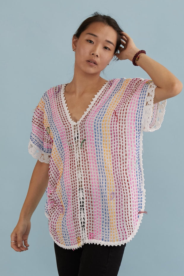 EMBROIDERED KAFTAN TOP SANDY - sustainably made MOMO NEW YORK sustainable clothing, slow fashion