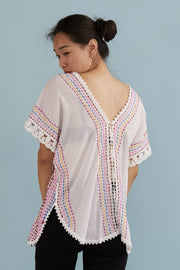 EMBROIDERED KAFTAN TOP SANDY - sustainably made MOMO NEW YORK sustainable clothing, slow fashion